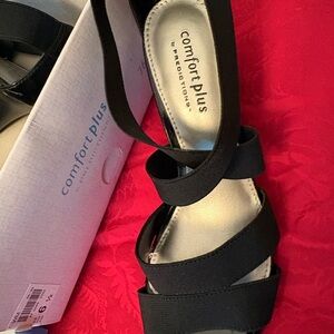 Comfort Plus by Predictions Black Strappy Sandals